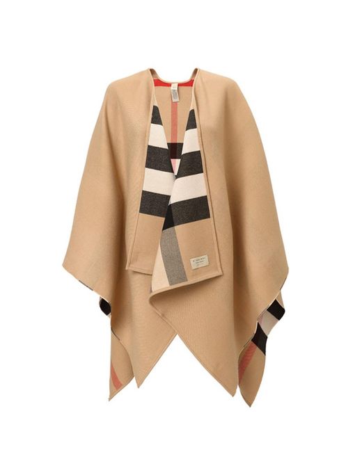 Burberry Natural Reversible Check Merino Wool Poncho