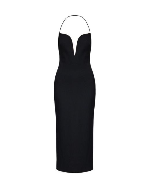 Givenchy Black Plunged Slit Neckline Dress