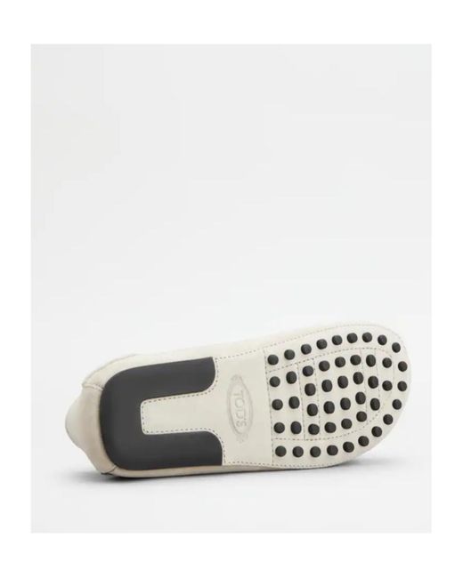 Tod's White Suede Leather Slap-Up Loafers for men