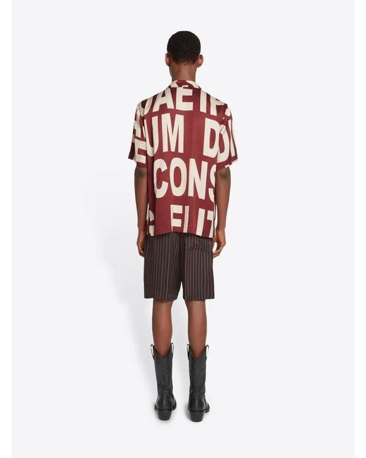 Dries Van Noten Red Logo Printed Buttoned Shirt for men