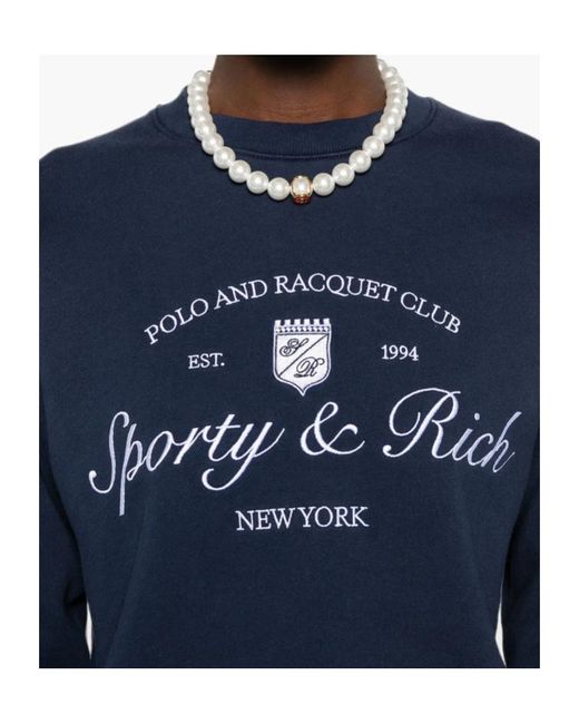 Sporty & Rich Blue Long-Sleeved Crew Neck Sweatshirt