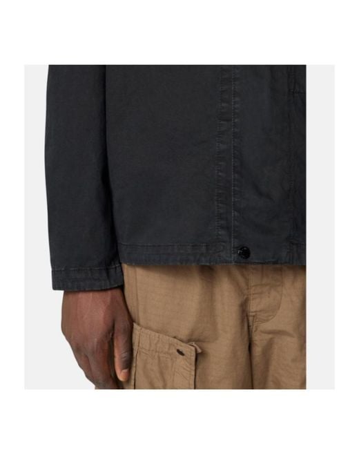 Stone Island Black Logo Patch Long Sleeved Shirt Jacket for men