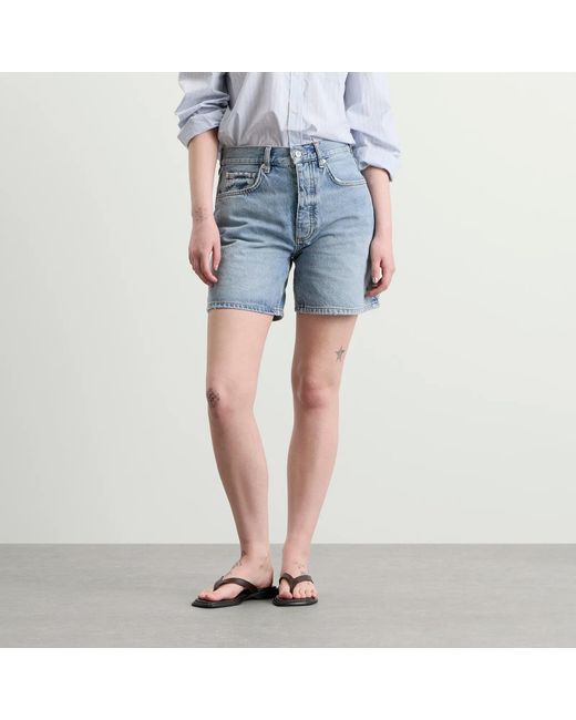 Anine Bing Blue Delaney Denim Mini Shorts