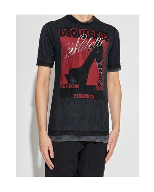 DSquared² Black Logo Printed Crewneck T-Shirt for men