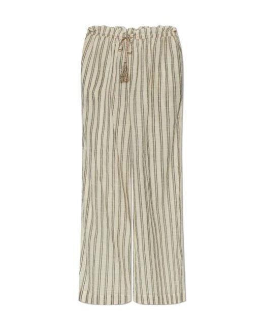 Ulla Johnson Natural Josephine Striped Tassel Trousers