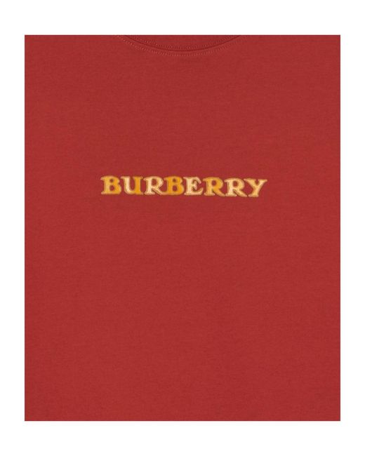 Burberry Red Heritage Logo Cotton T-Shirt for men