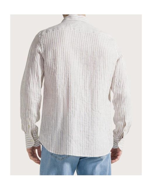 Seventy White Striped Linen Shirt for men