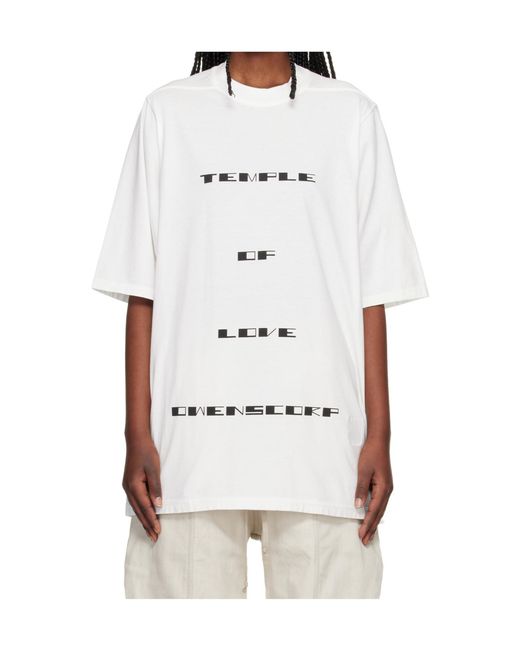Rick Owens White Temple Jumbo Short-Sleeve T-Shirt