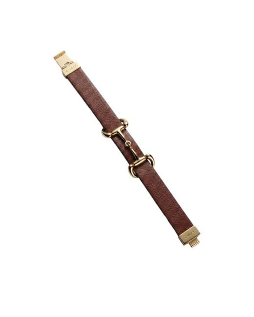 Gucci Brown Leather Bracelet With Horsebit