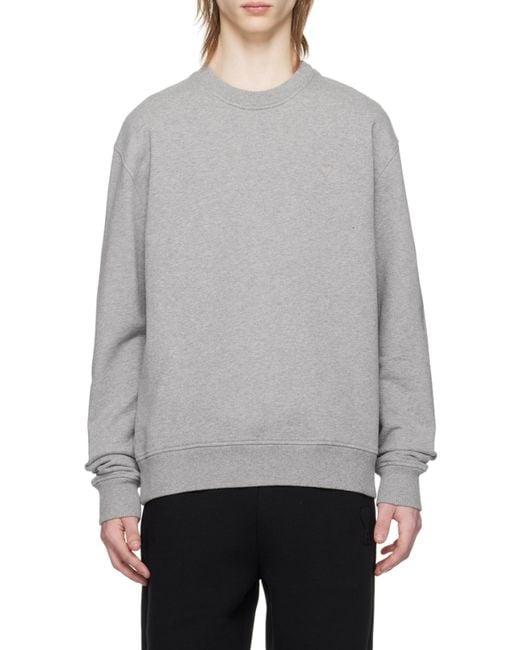AMI Gray Ami De Coeur Organic Cotton Sweatshirt for men