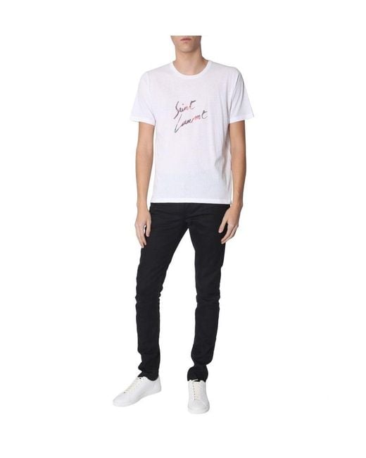 Saint Laurent White Animal Print' T-Shirt for men