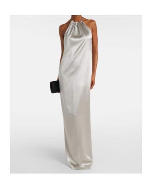 Ralph Lauren White Corra Halterneck Satin Gown