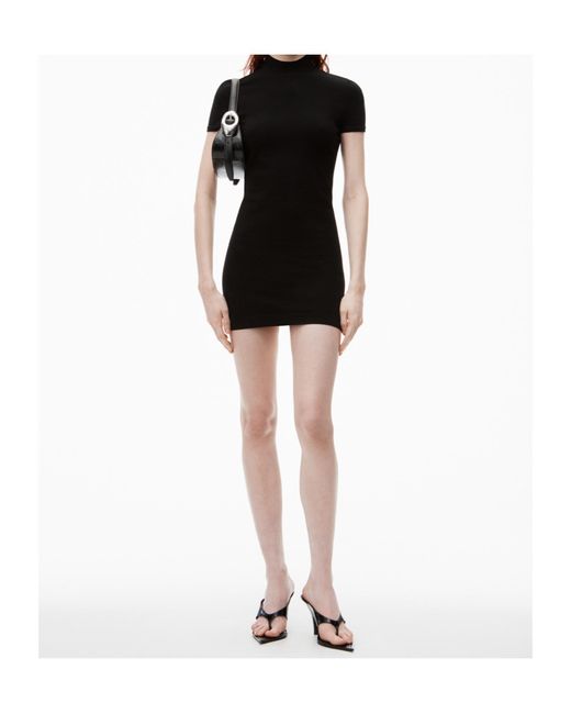 Alexander Wang Black T By Logo-Embossed Short-Sleeved Mini Dress
