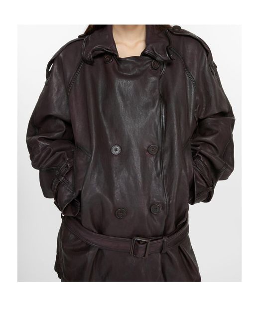 Acne Gray Belted Leather Jacket