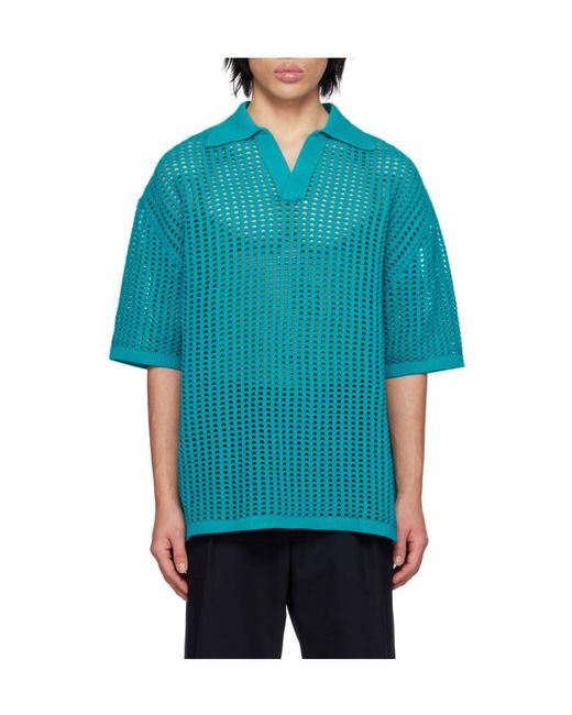 Wooyoungmi Blue Shoulder-Length Polo Shirt for men