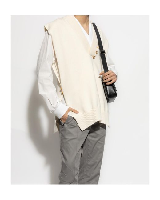 Dolce & Gabbana White V-Neck Knitted Vest for men