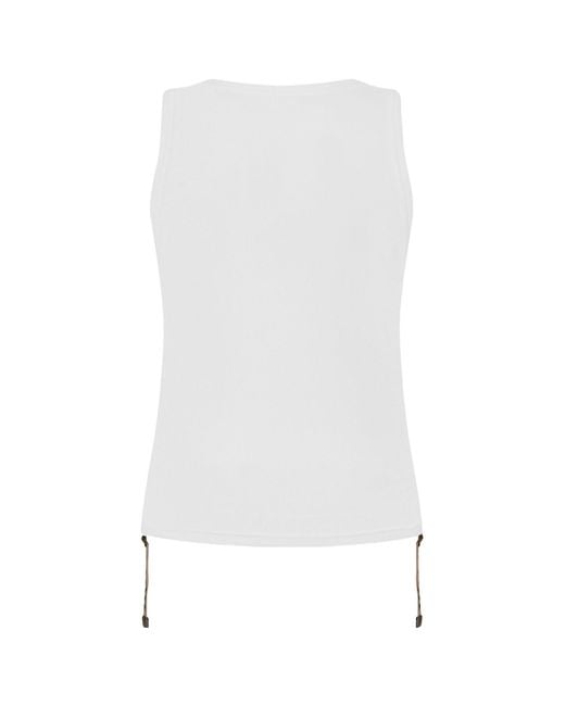 Burberry White Ruched Buckle Tank Top
