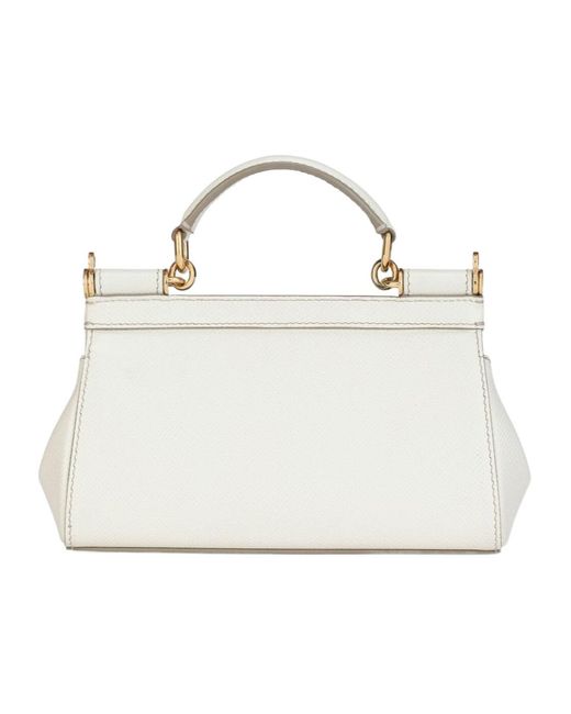 Dolce & Gabbana White Logo Plaque Small Sicily Handbag