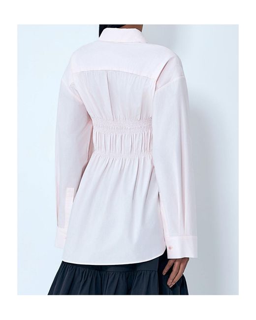 CECILIE BAHNSEN White Smocked Detail Poplin Shirt