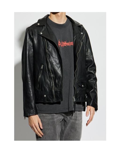 AllSaints Black Classic Biker Jacket for men