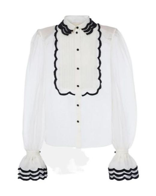 Valentino White Sheer Silk Organza Blouse