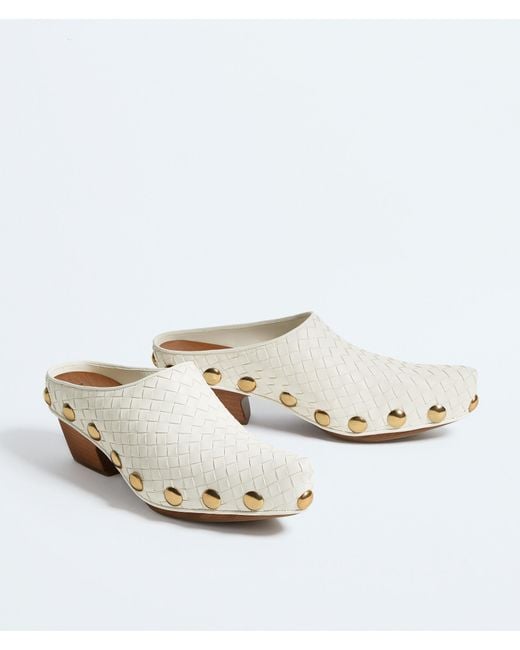 Bottega Veneta White Gondola Studded Mules