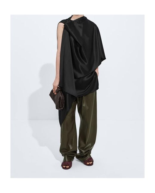 Bottega Veneta Black Draped Cape Detail Top