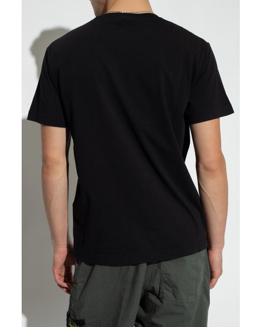 Stone Island Black Compass-Print Cotton T-Shirt for men