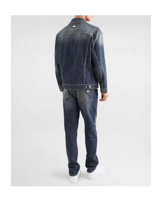 Dolce & Gabbana Blue Logo Plaque Jeans for men