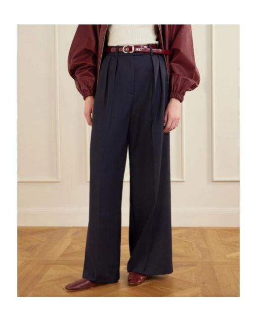 Anine Bing Blue Pleated Palazzo Trousers