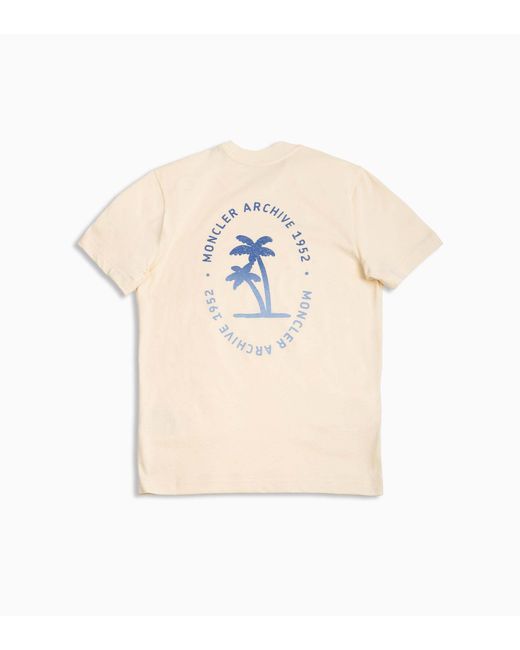 Moncler White Palm Tree Printed Pocket Crewneck T-Shirt for men