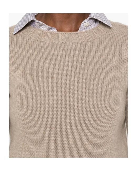 Aragona Natural Long-Sleeve Ribbed-Knit Sweater