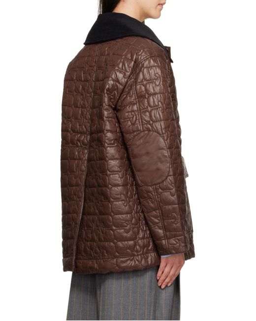 Ganni Brown Buttoned Padded Jacket