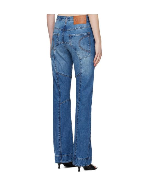 Edward Cuming Blue Patchwork Denim Pants for men