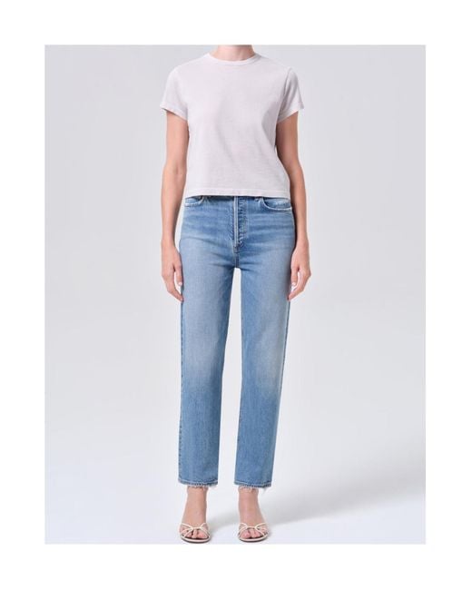 Agolde Blue 90's Pinch Waist Crop (Weightless Stretch)