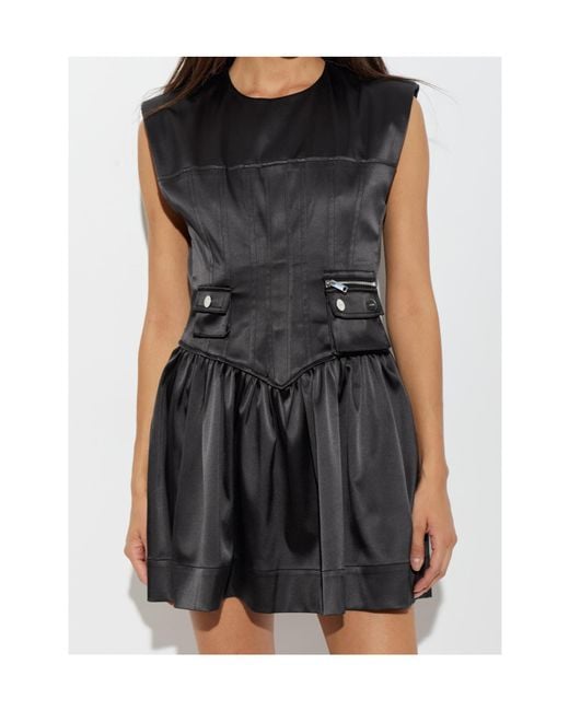 Ganni Black Corset-Style Mini Dress
