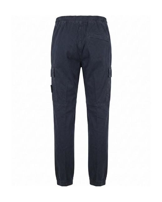 Stone Island Blue Elastic-Waist Casual Trousers for men