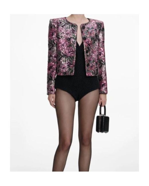 Self-Portrait Purple Sequined Jacket