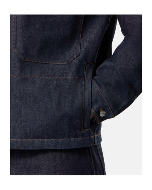 Stone Island Blue Logo Patch Denim Shirt Jacket for men