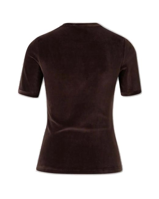 Courreges Black Courrèges Velvet Crewneck T-Shirt