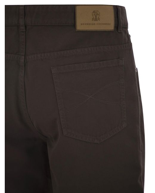 Brunello Cucinelli Gray Garment-Dyed Five-Pocket Trousers for men