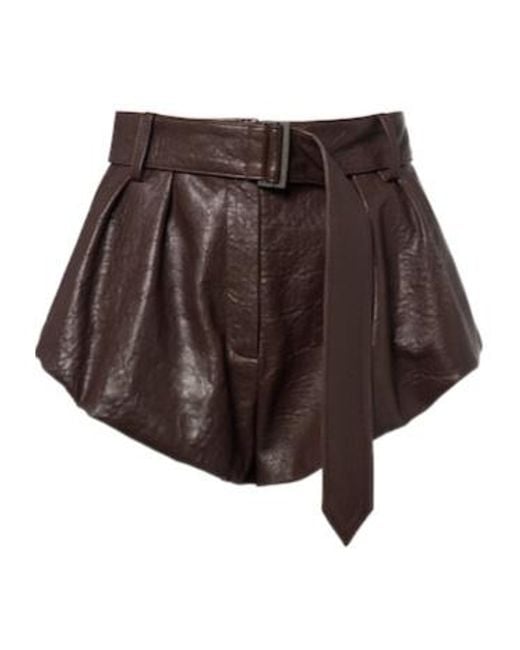 Magda Butrym Brown Belted Leather Shorts