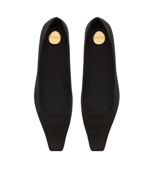 Saint Laurent Black Poppy Slip-On Flat Shoes