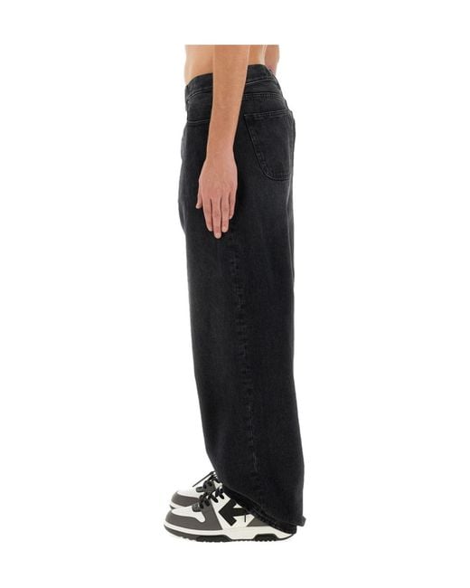 Off-White c/o Virgil Abloh Black Logo Patch Wide Leg Jeans for men