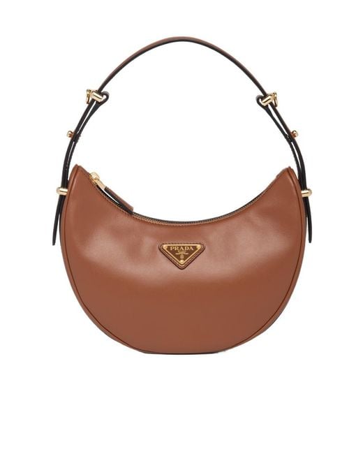 Prada Brown Arqué Zipped Shoulder Bag