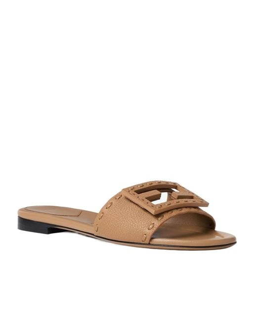 Fendi Brown Baguette Wide-Band Slides