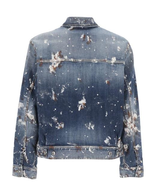 DSquared² Blue Spots Washed Denim Jacket for men