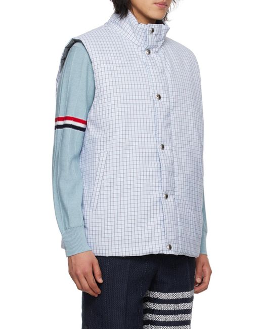 Thom Browne Blue Zip-Up Reversible Padded Gilet for men