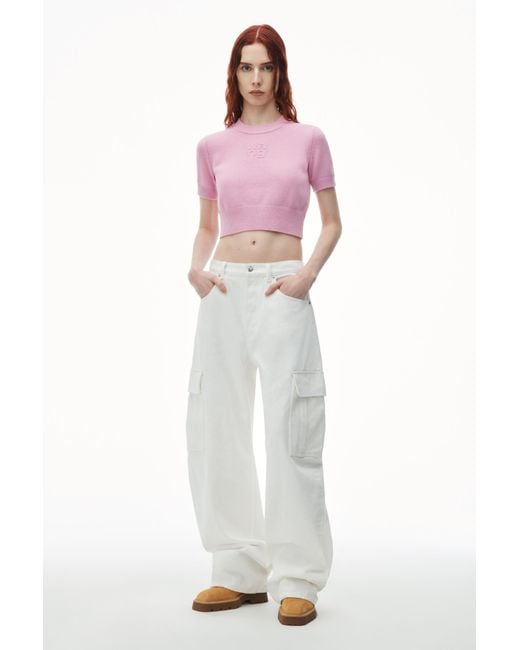 T By Alexander Wang Pink Cropped Knitted Top