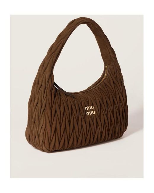 Miu Miu Brown Wander Matelassé Suede Bag